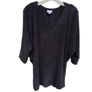 Lularoe stretch gray sherpa 3/4 dolman sleeve top sz L